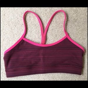 Striped Sports Bra lululemon size 6 pink and a maroon color.